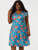Floral Printed Cap Sleeve V-neck Plus Size Dress