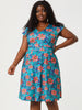 Floral Printed Cap Sleeve V-neck Plus Size Dress