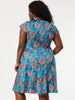 Floral Printed Cap Sleeve V-neck Plus Size Dress