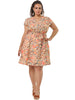 Polyester V Neck Floral Print Summer Plus Size Dress