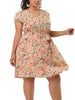 Polyester V Neck Floral Print Summer Plus Size Dress