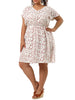 Rayon V Neck Short Sleeve Floral Print Curve Dress