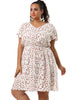 Rayon V Neck Short Sleeve Floral Print Curve Dress