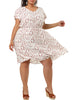 Rayon V Neck Short Sleeve Floral Print Curve Dress