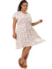 Rayon V Neck Short Sleeve Floral Print Curve Dress