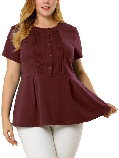 Cotton Relax Fit Round Neck Short Sleeve Blouse
