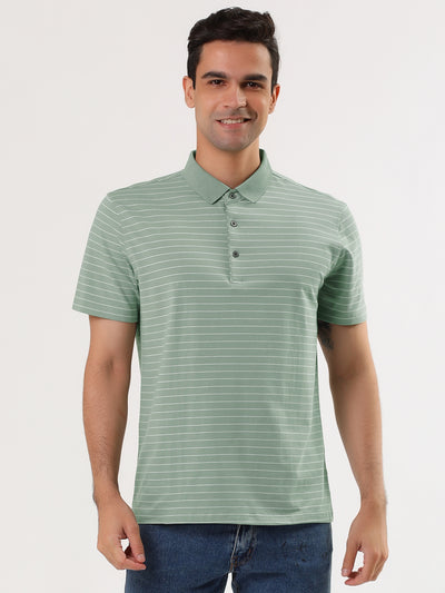 Men's Casual Striped Golf Short Sleeves Polo Shirt