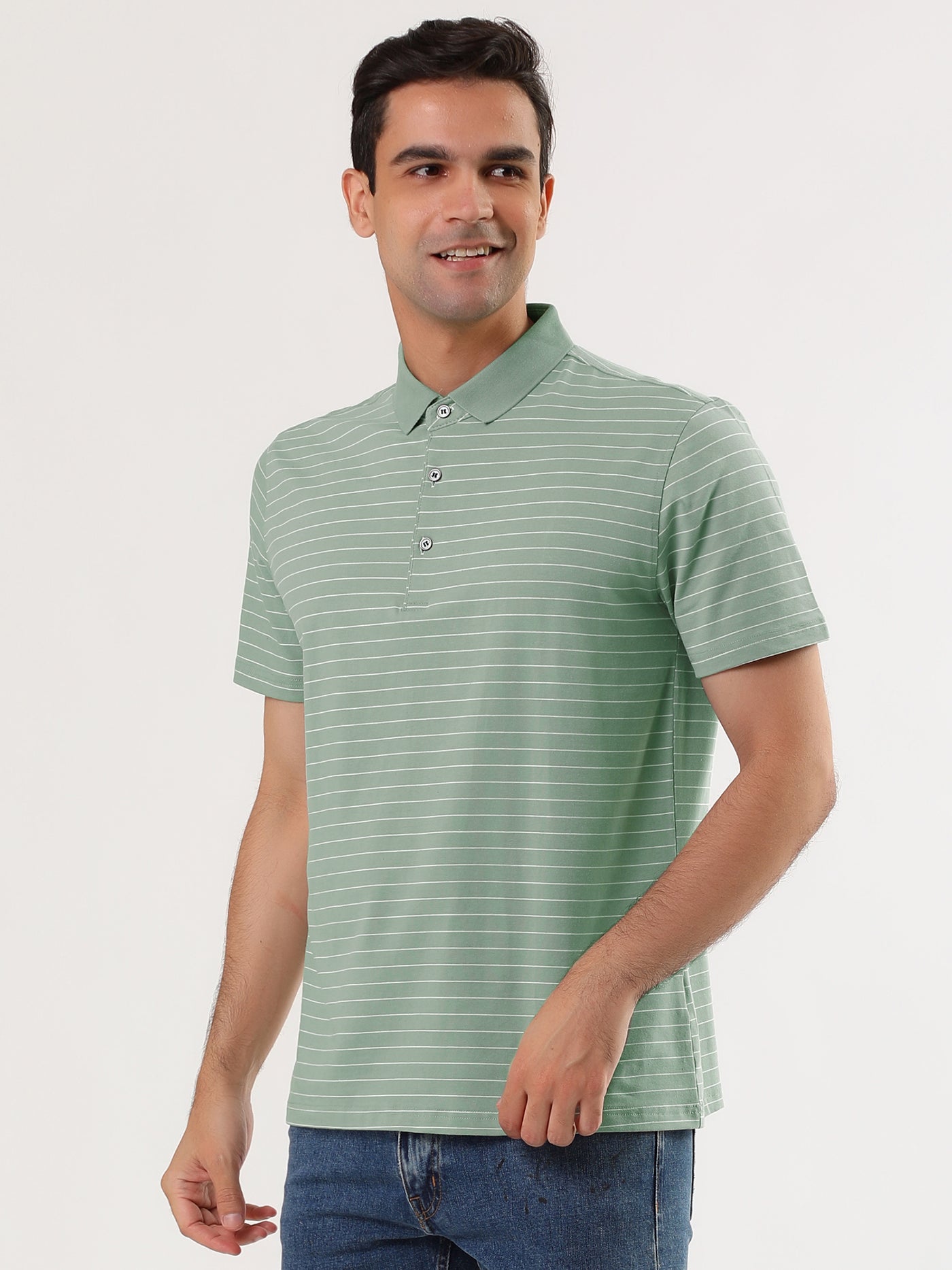Bublédon Men's Casual Striped Golf Short Sleeves Polo Shirt