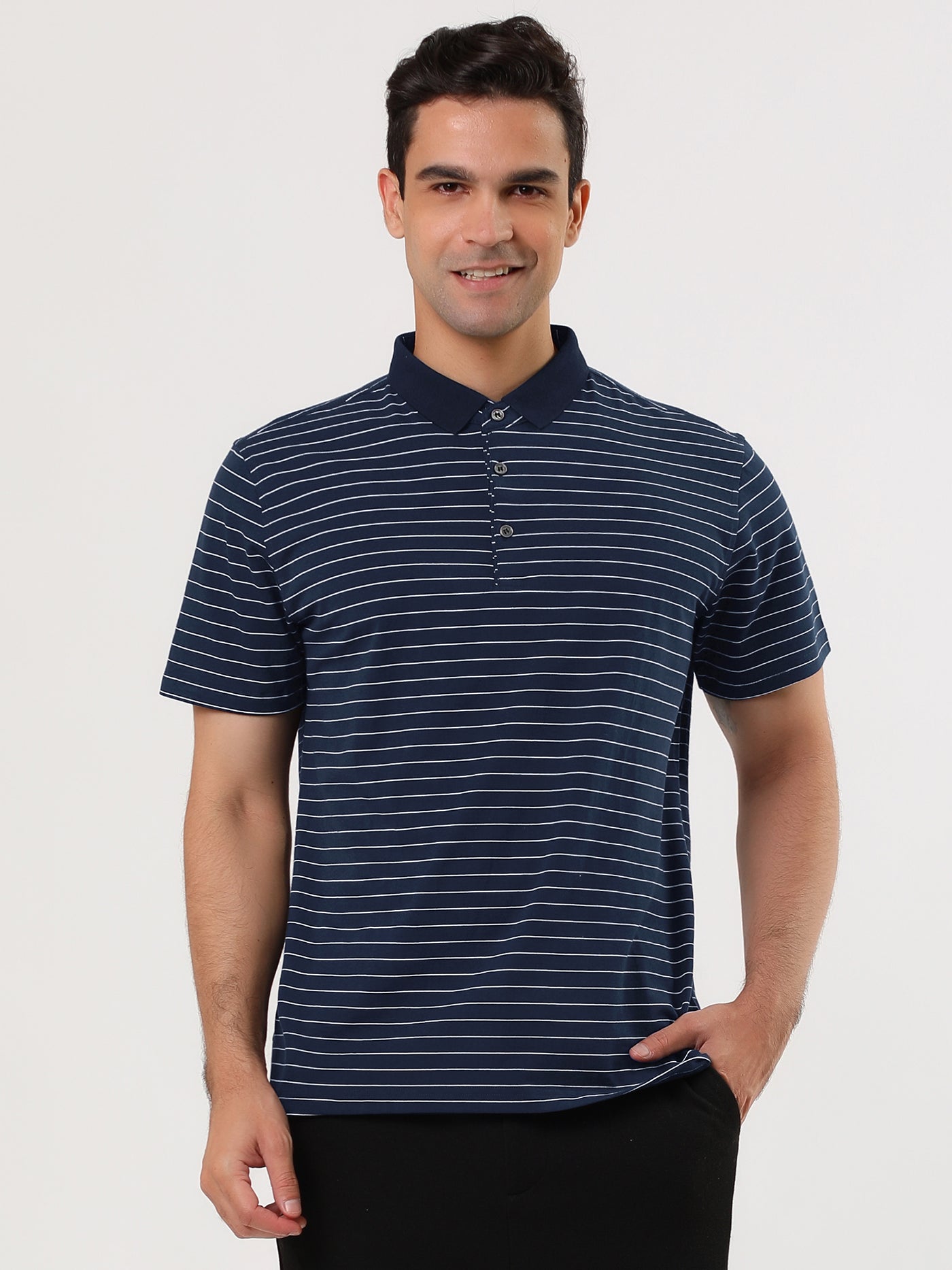 Bublédon Men's Casual Striped Golf Short Sleeves Polo Shirt