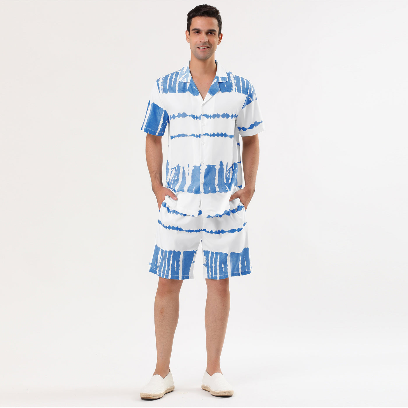Bublédon Casual Hawaiian Tie Dye Short Sleeve Summer Sets