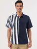 Summer Vertical Stripe Patchwork Lapel Button Shirts