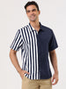 Summer Vertical Stripe Patchwork Lapel Button Shirts