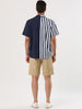 Summer Vertical Stripe Patchwork Lapel Button Shirts
