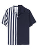Summer Vertical Stripe Patchwork Lapel Button Shirts