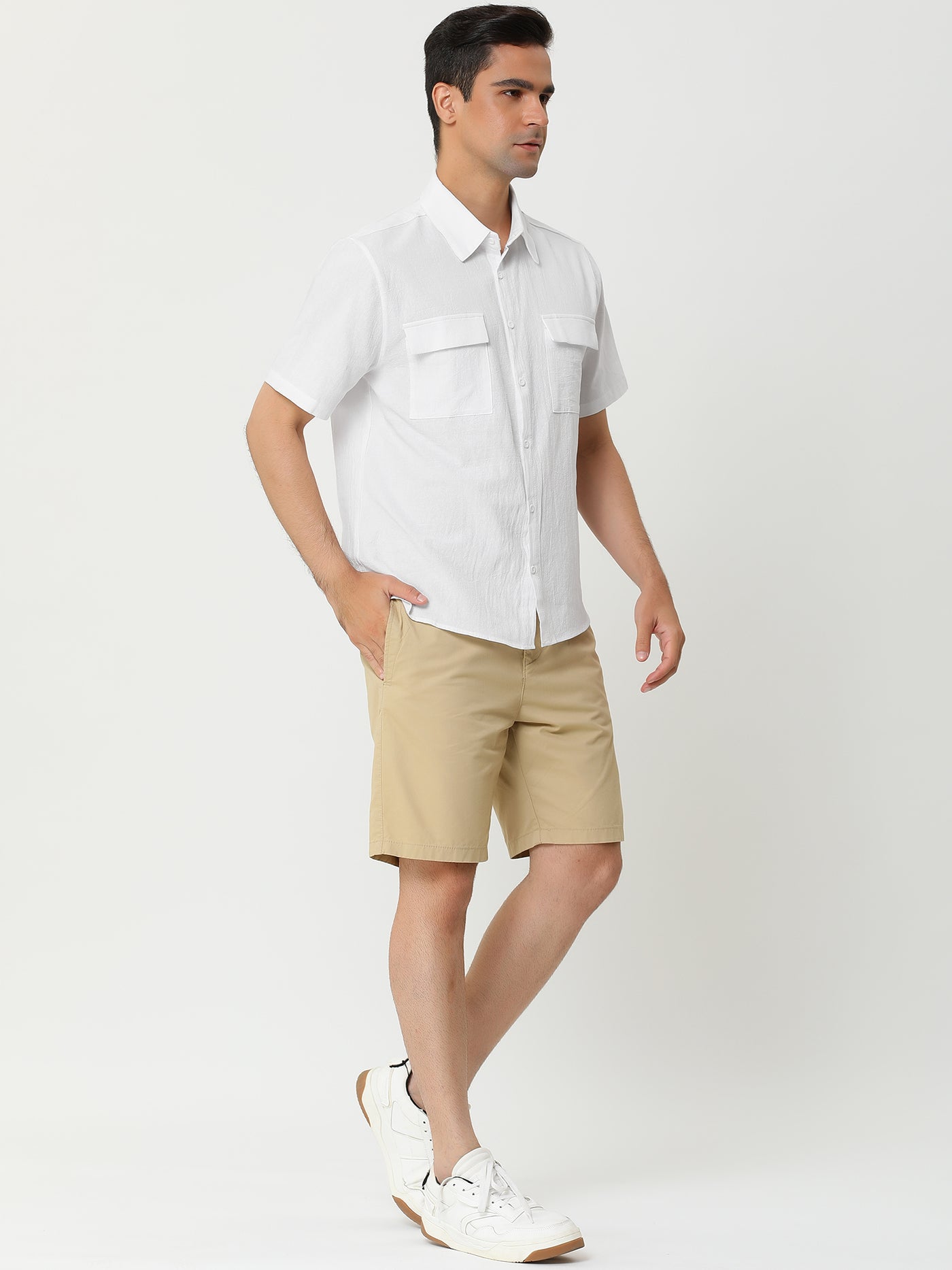 Bublédon Summer Point collar Short Sleeve Button Solid Shirts