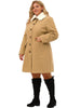 Plus Size Coats Contrast Collar Single Breasted Long Coat