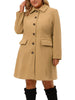 Plus Size Coats Contrast Collar Single Breasted Long Coat