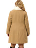 Plus Size Coats Contrast Collar Single Breasted Long Coat