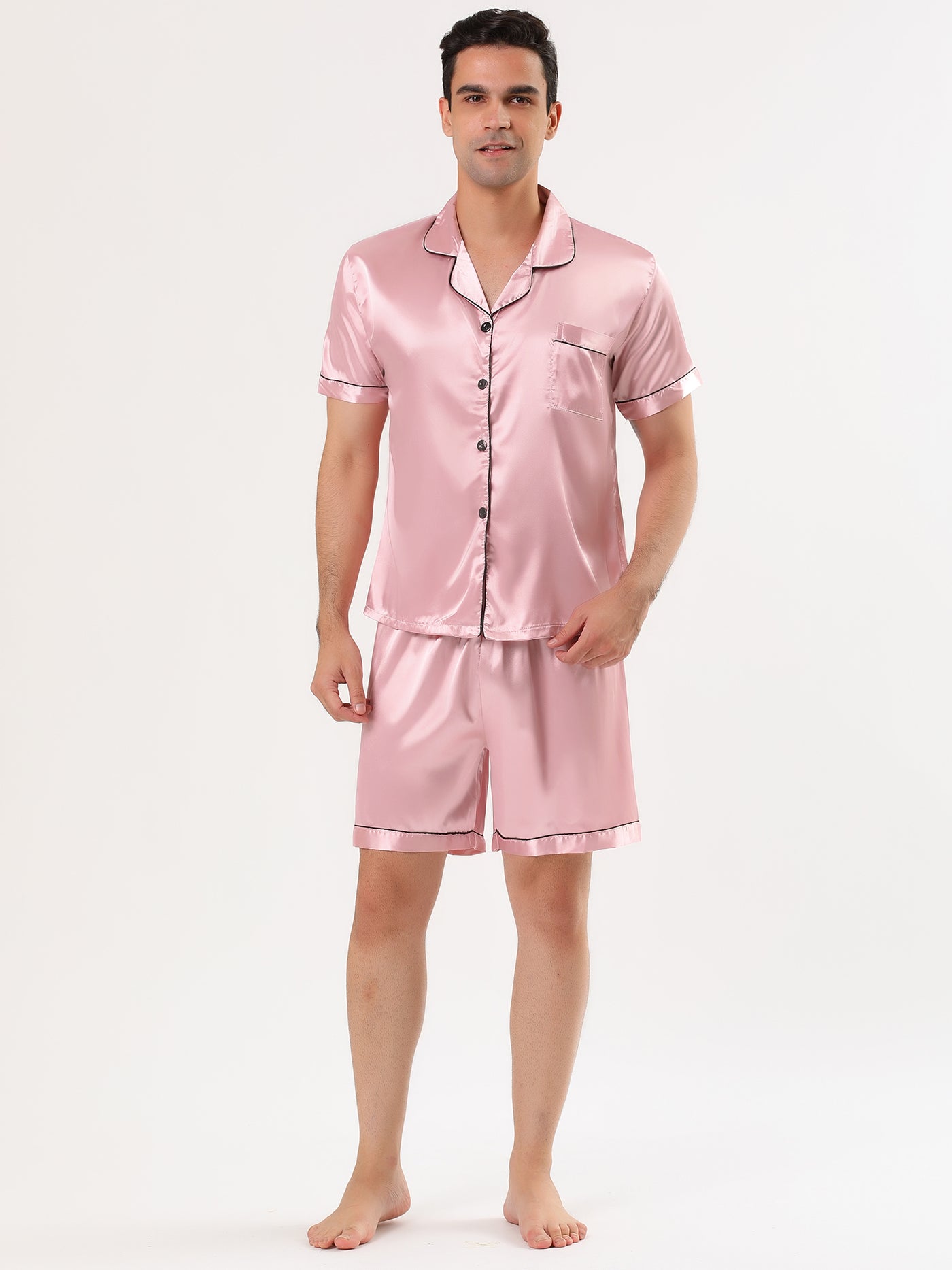 Bublédon Satin Short Sleeve Summer Sleepwear Pajama Sets