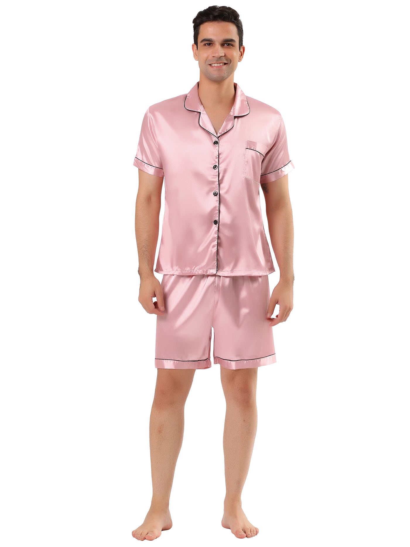 Bublédon Satin Short Sleeve Summer Sleepwear Pajama Sets
