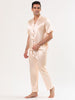 Classic Satin Short Sleeve Button Solid Pajama Sets
