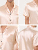 Classic Satin Short Sleeve Button Solid Pajama Sets