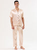 Classic Satin Short Sleeve Button Solid Pajama Sets