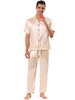 Classic Satin Short Sleeve Button Solid Pajama Sets