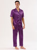 Classic Satin Short Sleeve Button Solid Pajama Sets