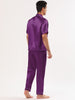 Classic Satin Short Sleeve Button Solid Pajama Sets