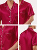 Classic Satin Short Sleeve Button Solid Pajama Sets