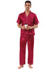Classic Satin Short Sleeve Button Solid Pajama Sets