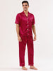 Classic Satin Short Sleeve Button Solid Pajama Sets