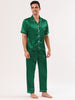 Classic Satin Short Sleeve Button Solid Pajama Sets