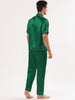 Classic Satin Short Sleeve Button Solid Pajama Sets