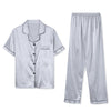Classic Satin Short Sleeve Button Solid Pajama Sets