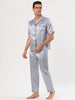Classic Satin Short Sleeve Button Solid Pajama Sets