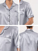 Classic Satin Short Sleeve Button Solid Pajama Sets