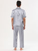 Classic Satin Short Sleeve Button Solid Pajama Sets