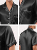 Classic Satin Short Sleeve Button Solid Pajama Sets