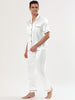 Classic Satin Short Sleeve Button Solid Pajama Sets