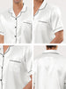 Classic Satin Short Sleeve Button Solid Pajama Sets