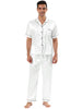 Classic Satin Short Sleeve Button Solid Pajama Sets