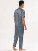 Classic Satin Short Sleeve Button Solid Pajama Sets