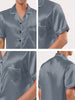 Classic Satin Short Sleeve Button Solid Pajama Sets