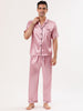 Classic Satin Short Sleeve Button Solid Pajama Sets