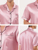 Classic Satin Short Sleeve Button Solid Pajama Sets