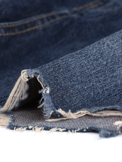 Plus Size Jeans Raw Hem Slash Pocket Distressed Denim Shorts