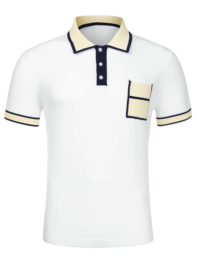 Summer Short Sleeve Contrast Knit Golf Polo Shirt