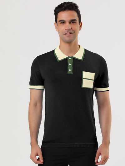 Summer Short Sleeve Contrast Knit Golf Polo Shirt